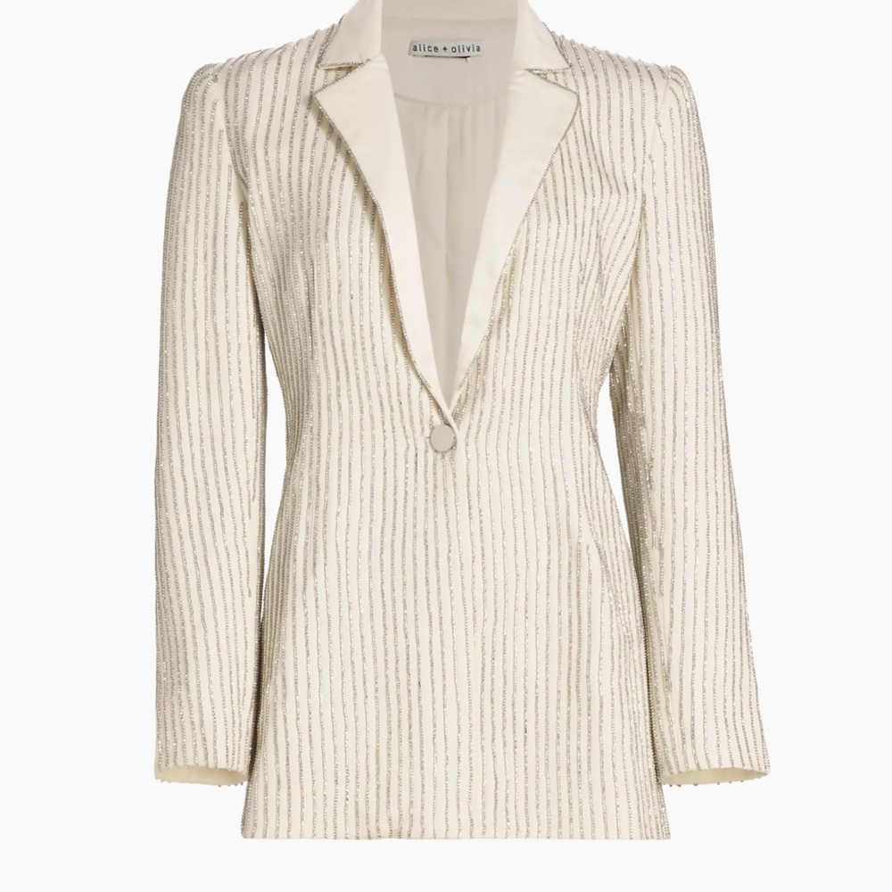 Alice + Olivia Yona Crystal Pinstripe Blazer